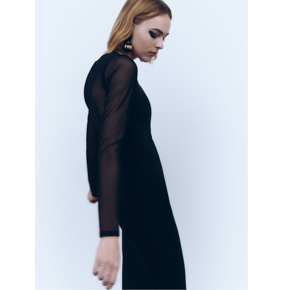 Zara SEMI-SHEER DETAIL KNIT DRESS - Picture 12 of 16